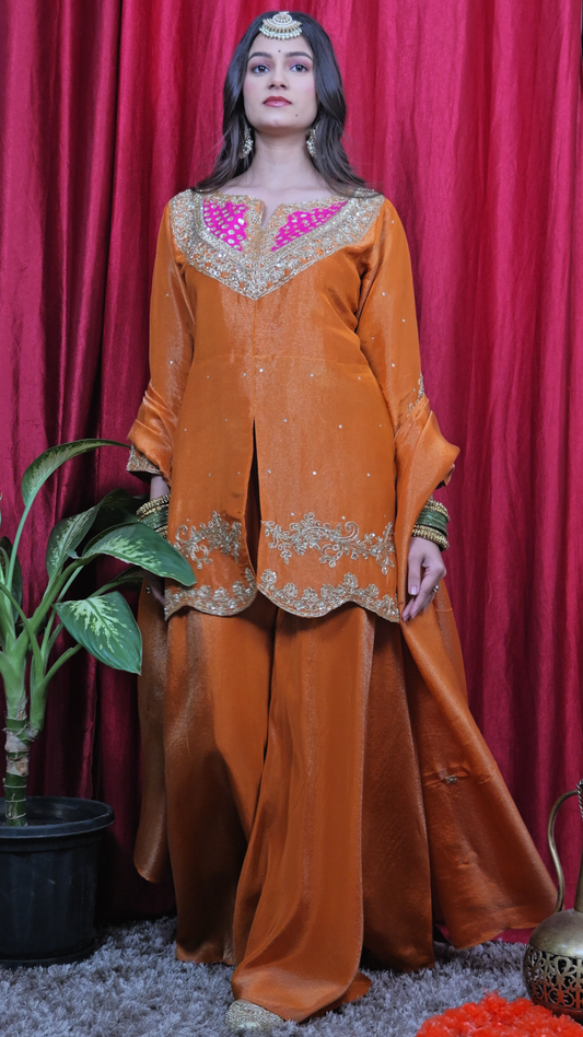 "Monica" tissue sharara set