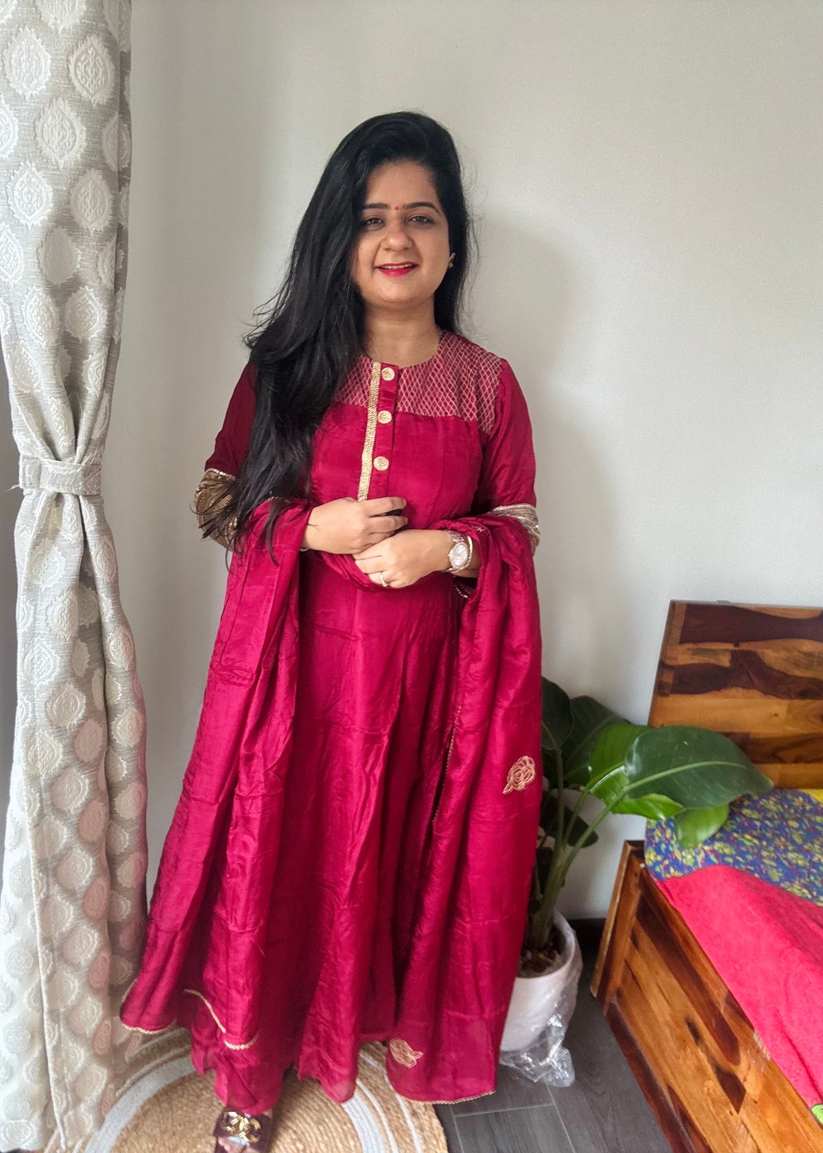 “Ruby” mashru silk dress