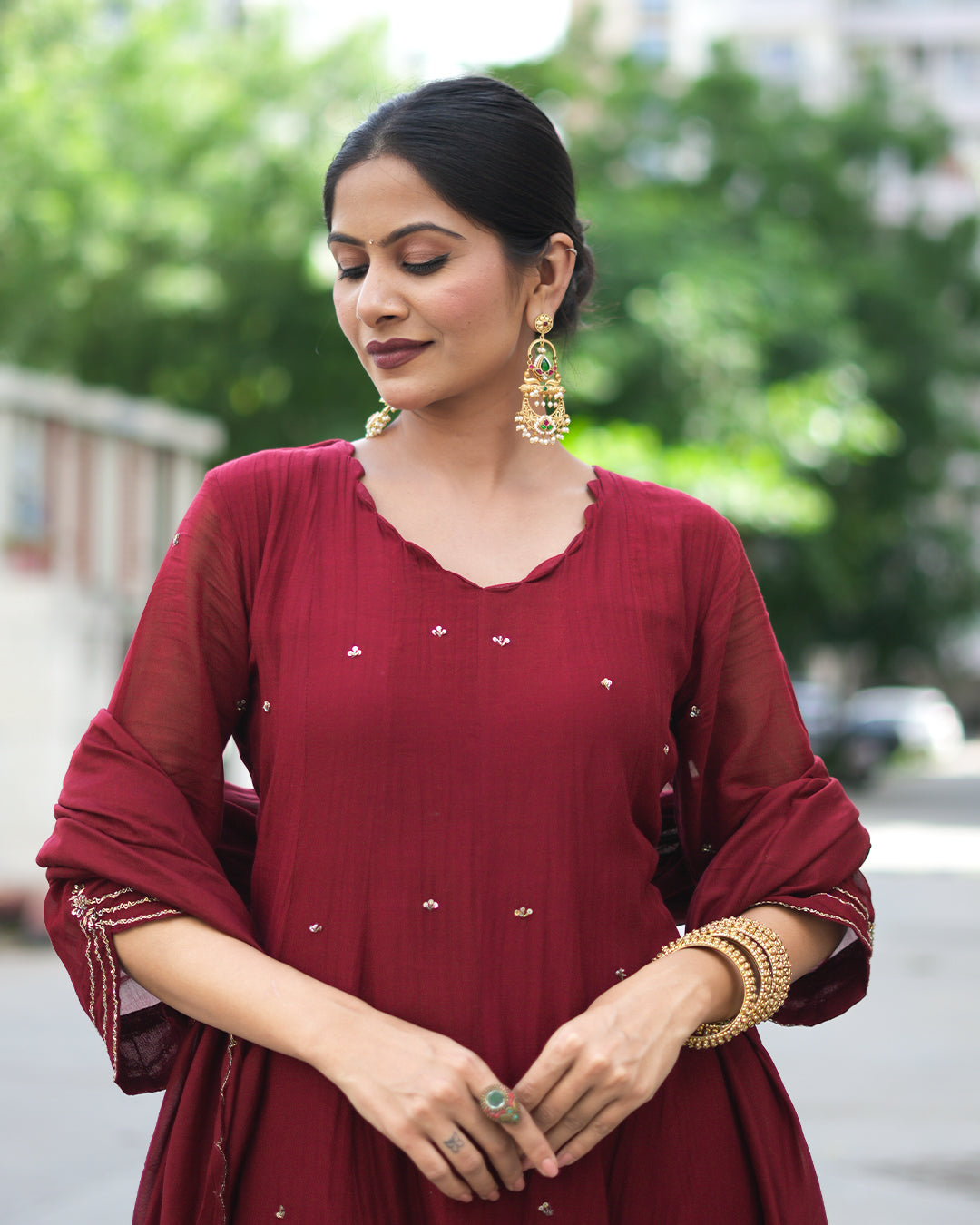 Lavi Mul Chanderi Anarkali