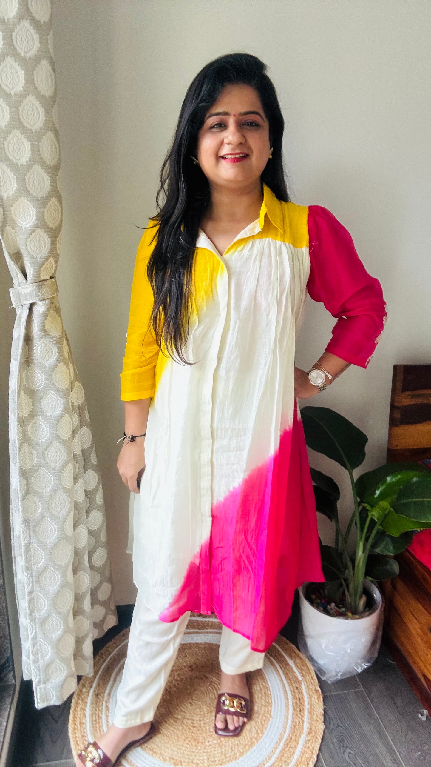 “Rangya” Mul Chanderi Kurti Pant💜