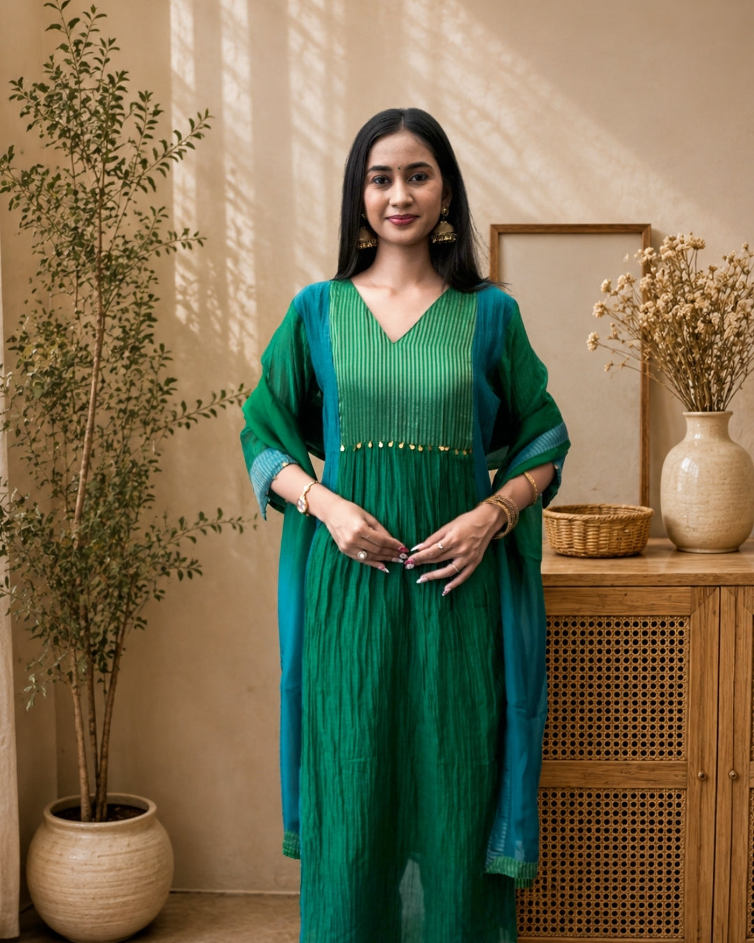 Raani Mul Chanderi Dress