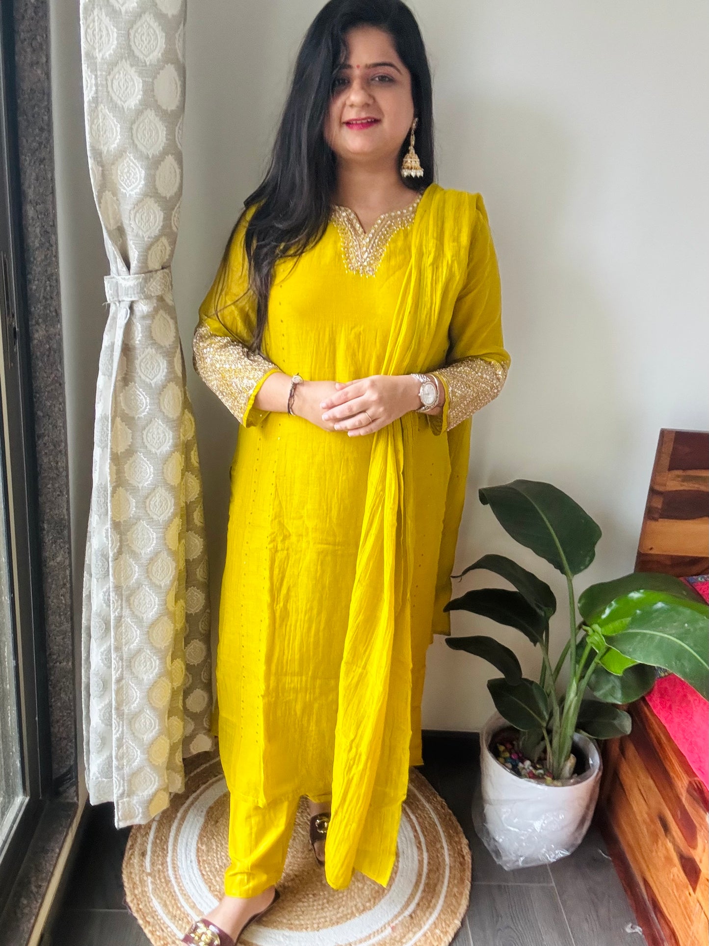 “Sunflower” Mul Chanderi Suit Set💛💜