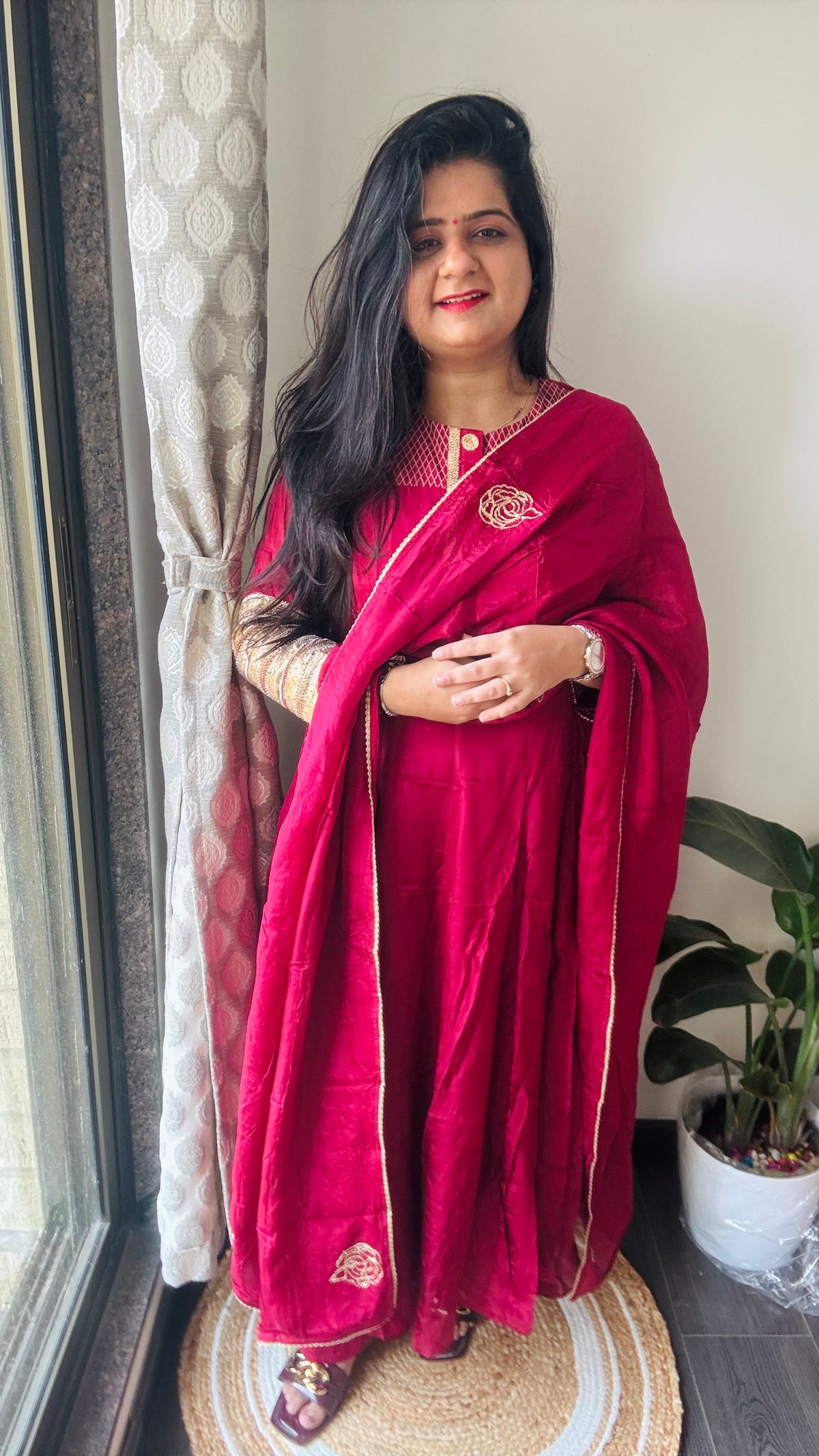 “Ruby” mashru silk dress