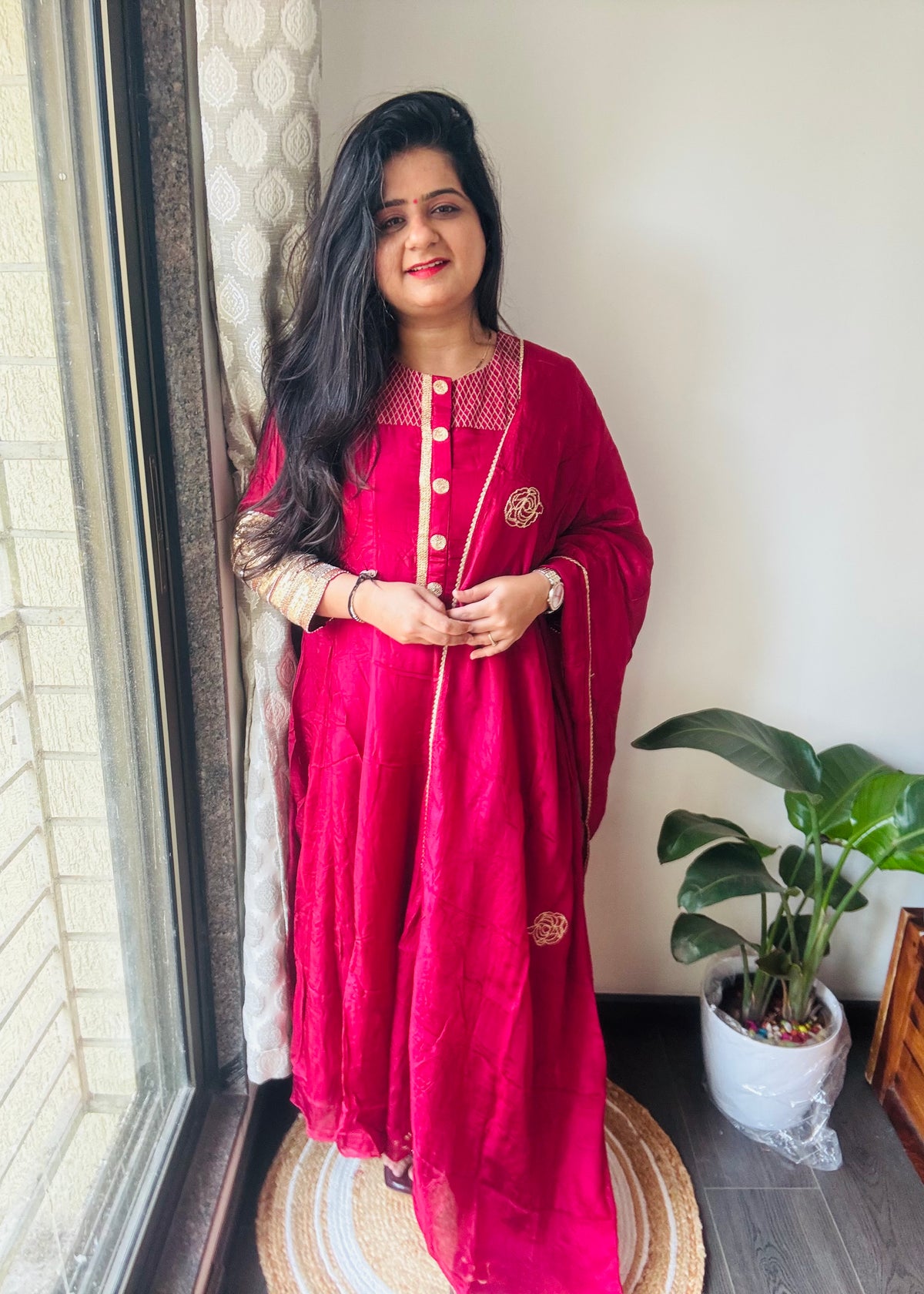 “Ruby” mashru silk dress