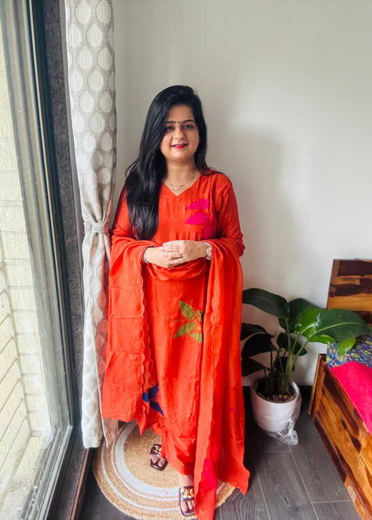 “Ruhi”Pure Mul Chanderi Suit Set !