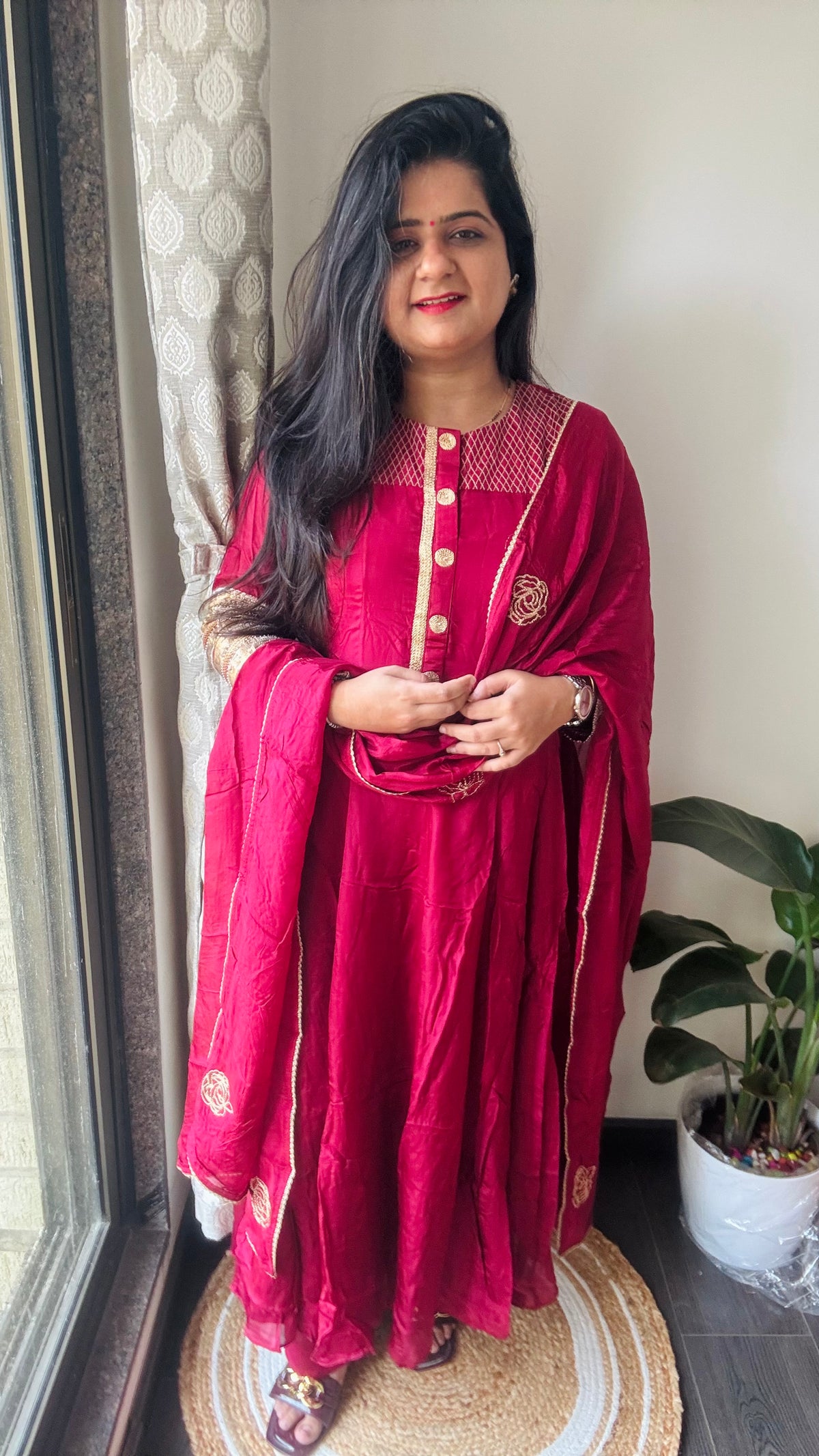 “Ruby” mashru silk dress