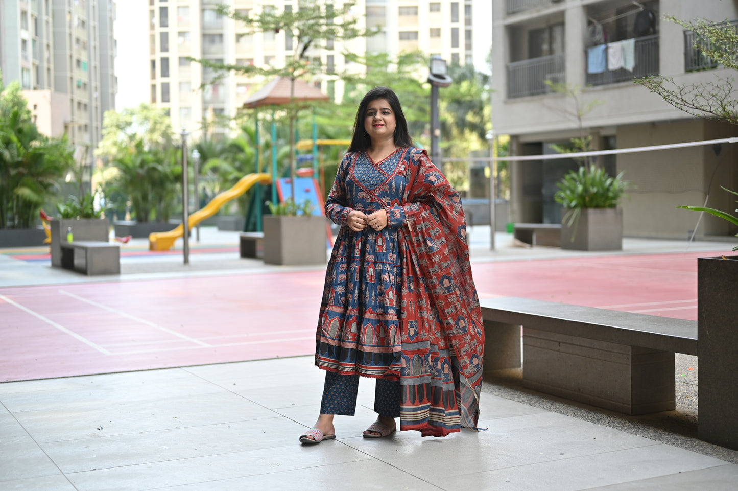 Full Sleeve print mal cotton dress !