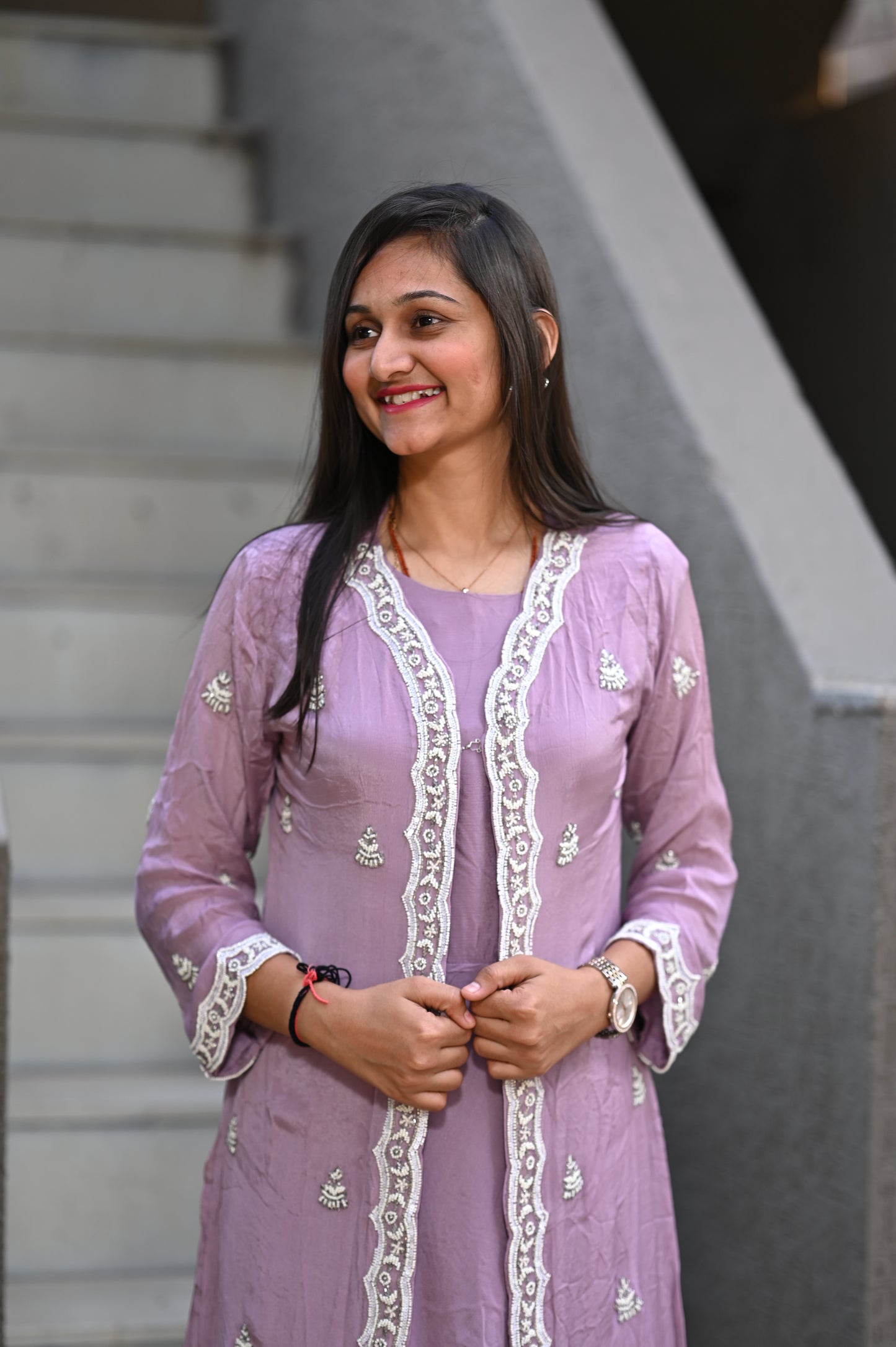 Gown with shrug style with pearl,zardoshi handwork!