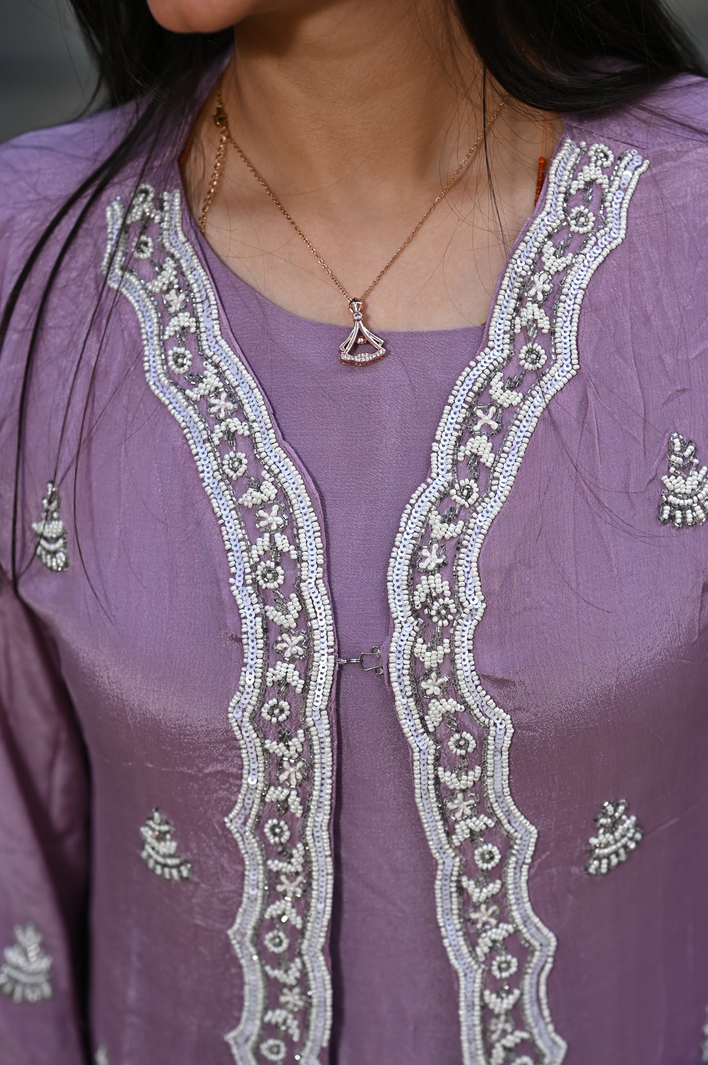 Gown with shrug style with pearl,zardoshi handwork!