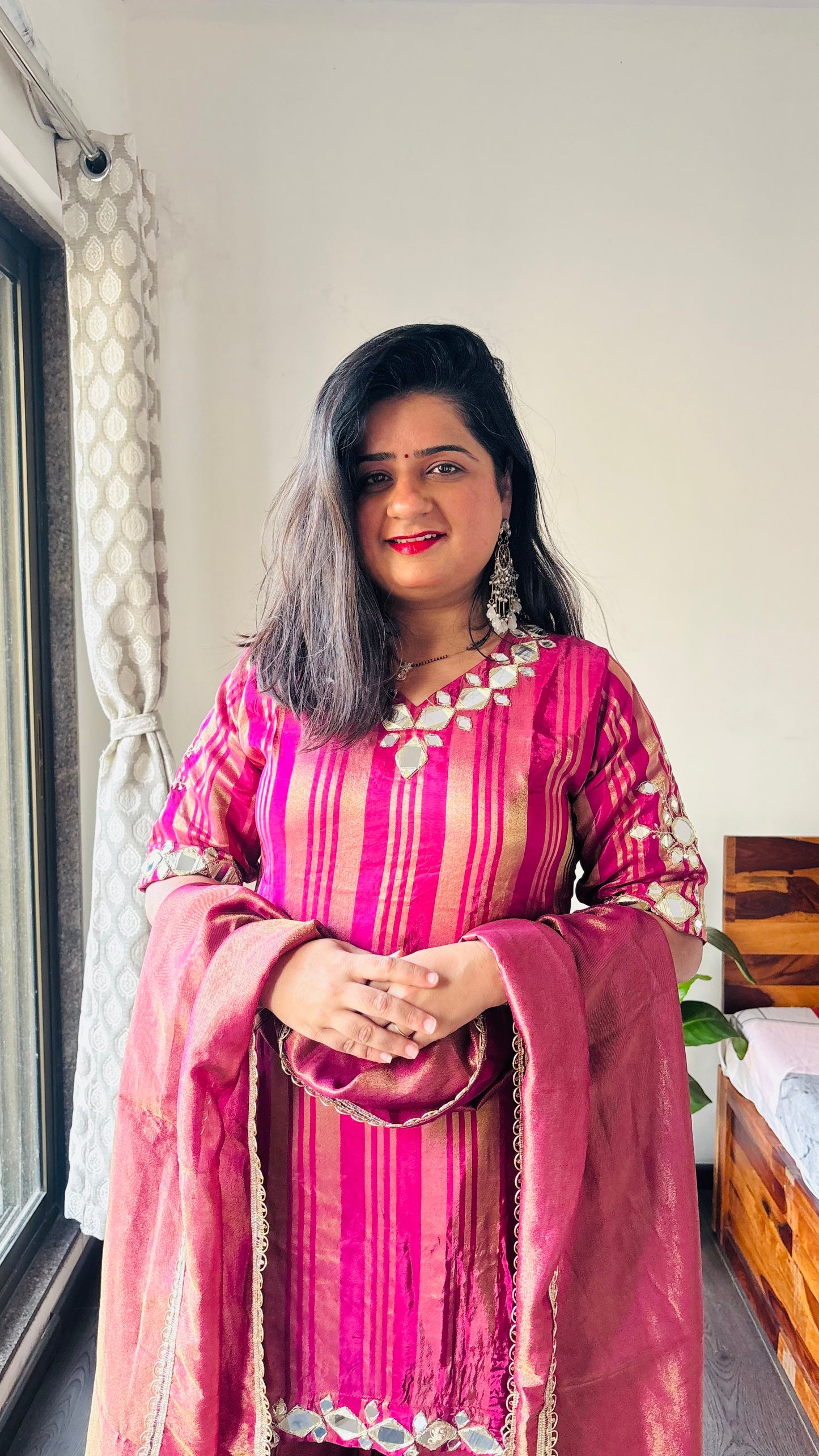 “Shiney” tissue and Mirror handwork shahara set