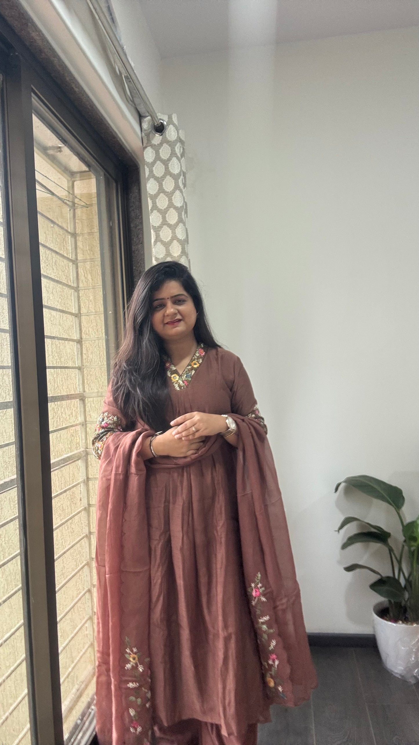 “Khubshurat” Mul Chanderi Suit set 🤎💜