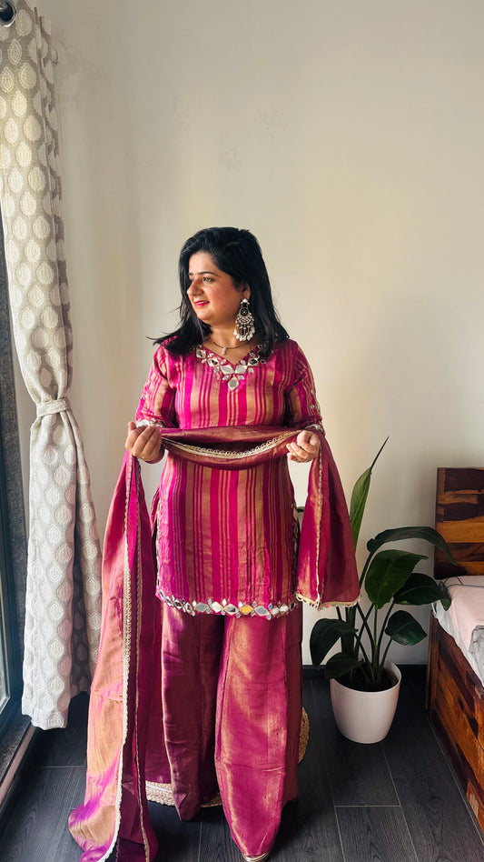 “Shiney” tissue and Mirror handwork shahara set