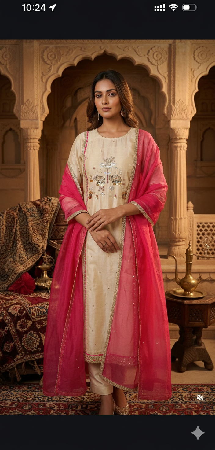 “ kashish “ pure soft crush tissue suit “