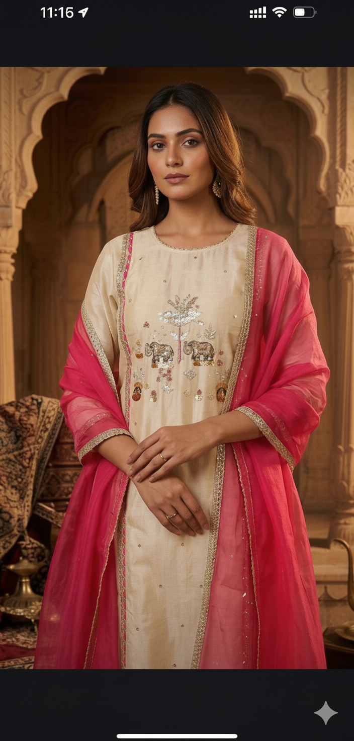 “ kashish “ pure soft crush tissue suit “