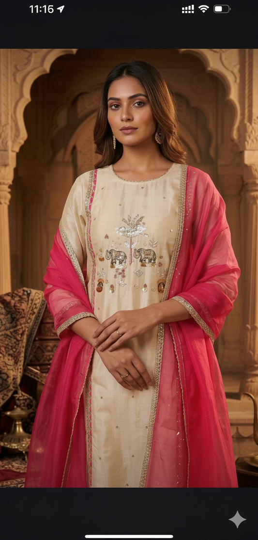 “ kashish “ pure soft crush tissue suit “