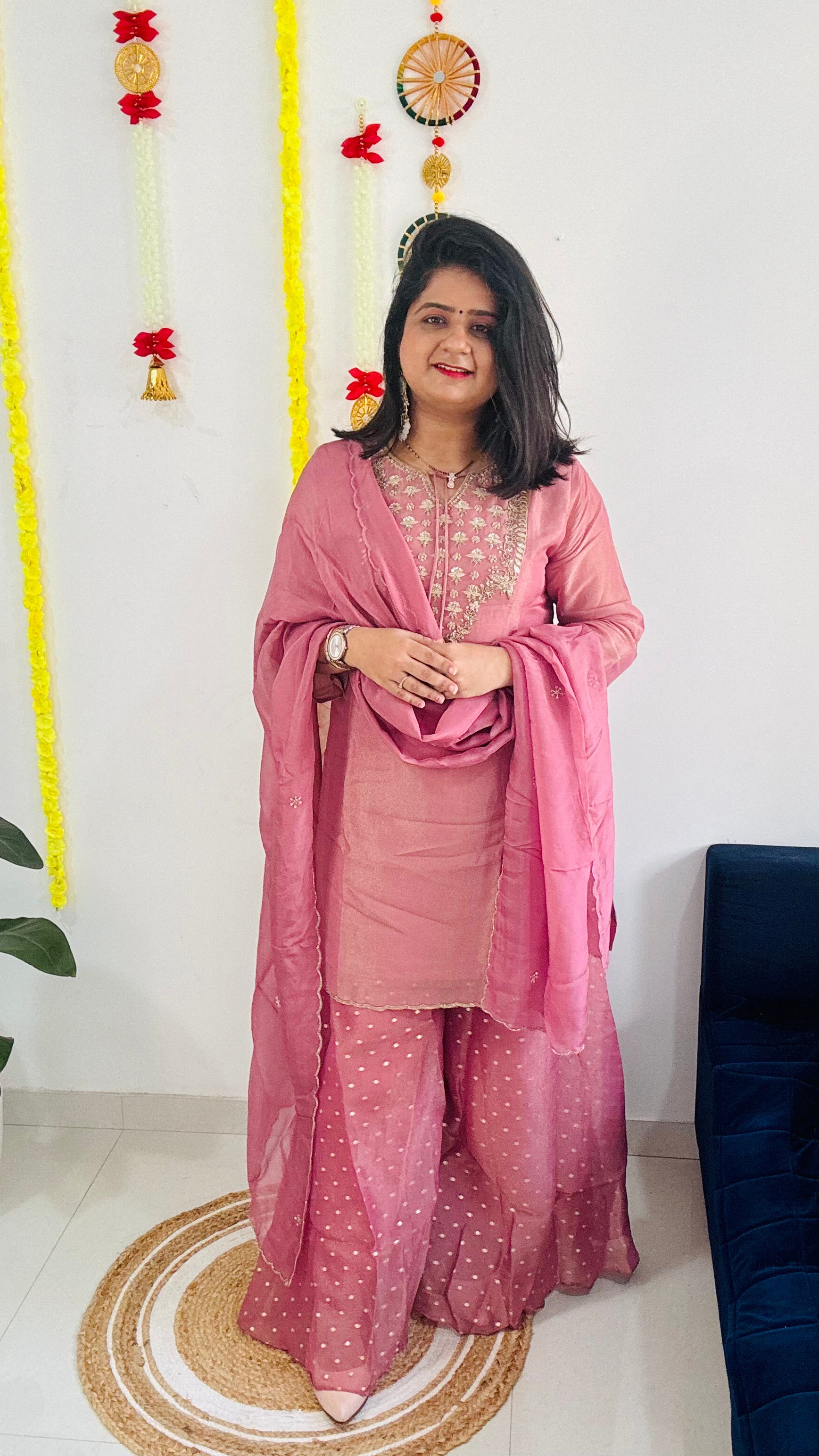 "Suhana" pure tissue sharara set