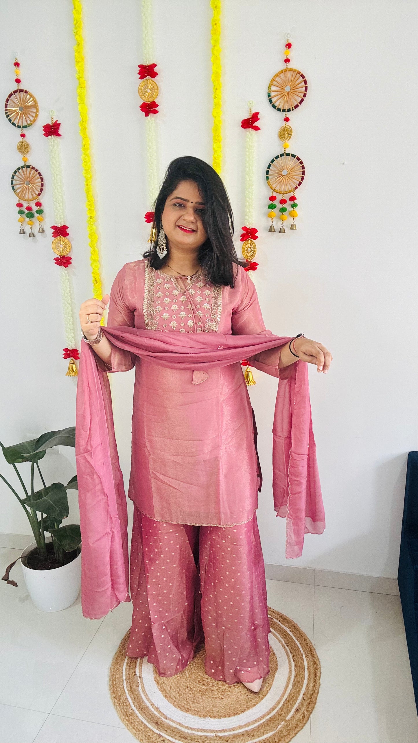 Suhana Pink pure tissue sharara set !