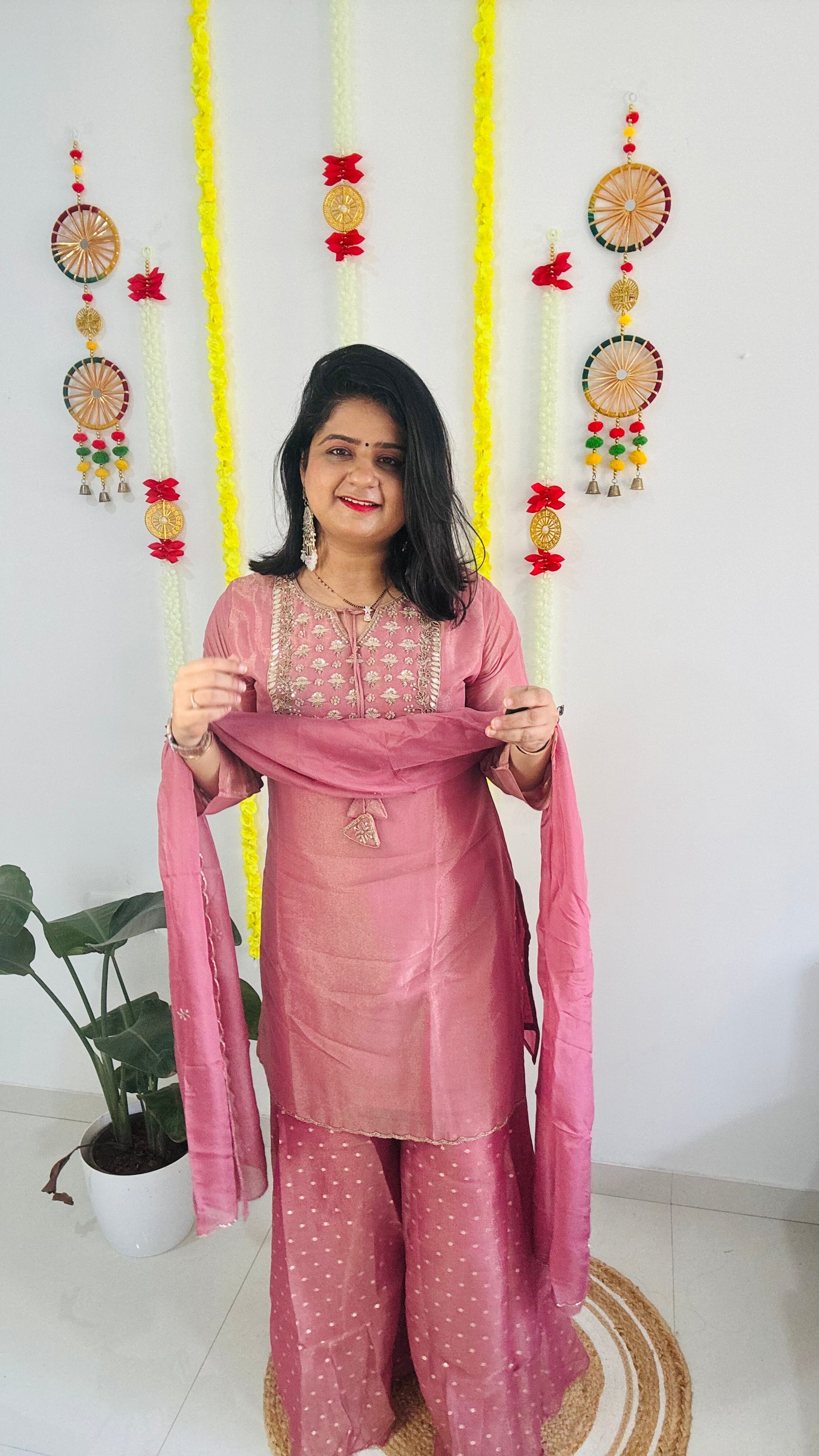 Suhana Pink pure tissue sharara set !