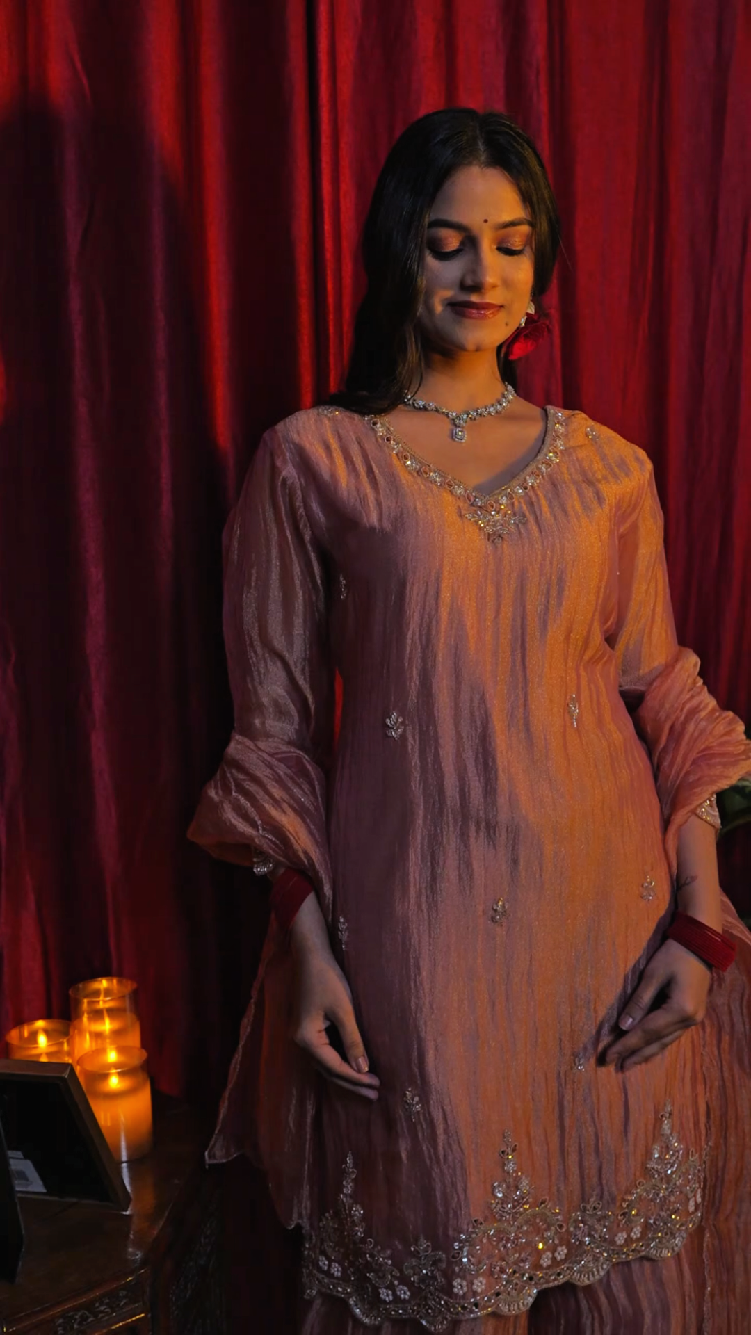 "Kohinoor " glass tissue sharara set