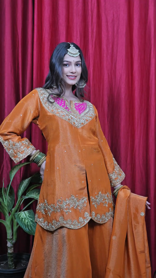 "Monica" tissue sharara set