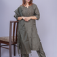 "Ojas" olive green raw silk dress .
