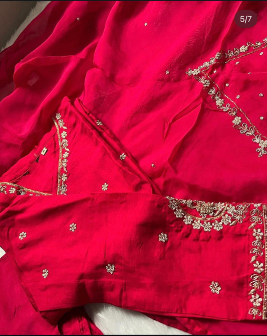 Bestseller Hot Pink Real Zardoshi Handwork Dress