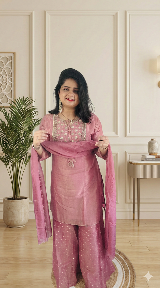 Suhana Pink pure tissue sharara set !
