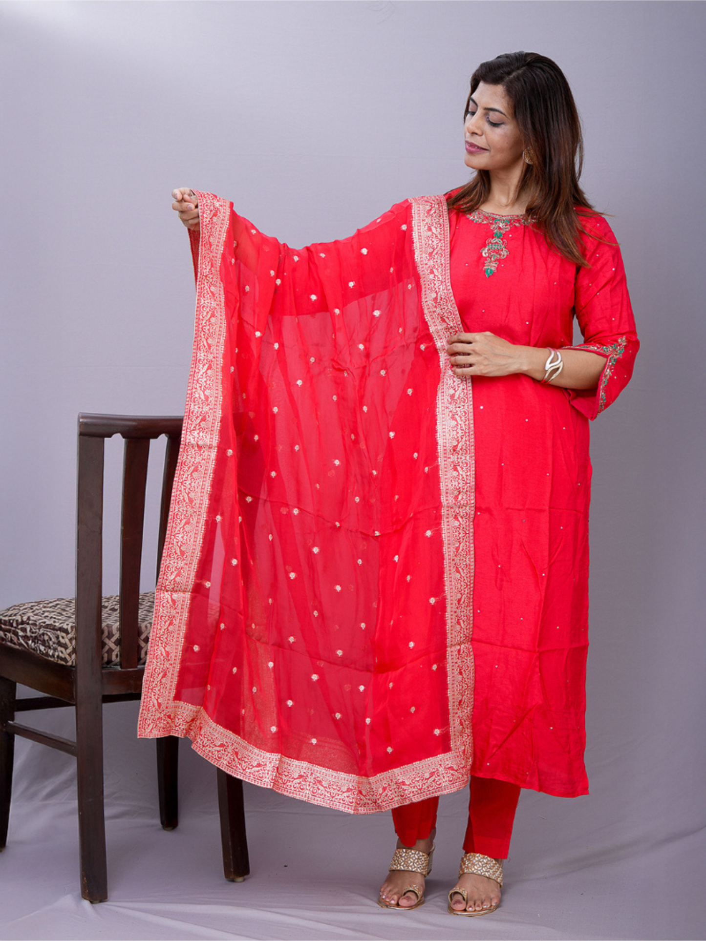 "Riham" raw silk dress