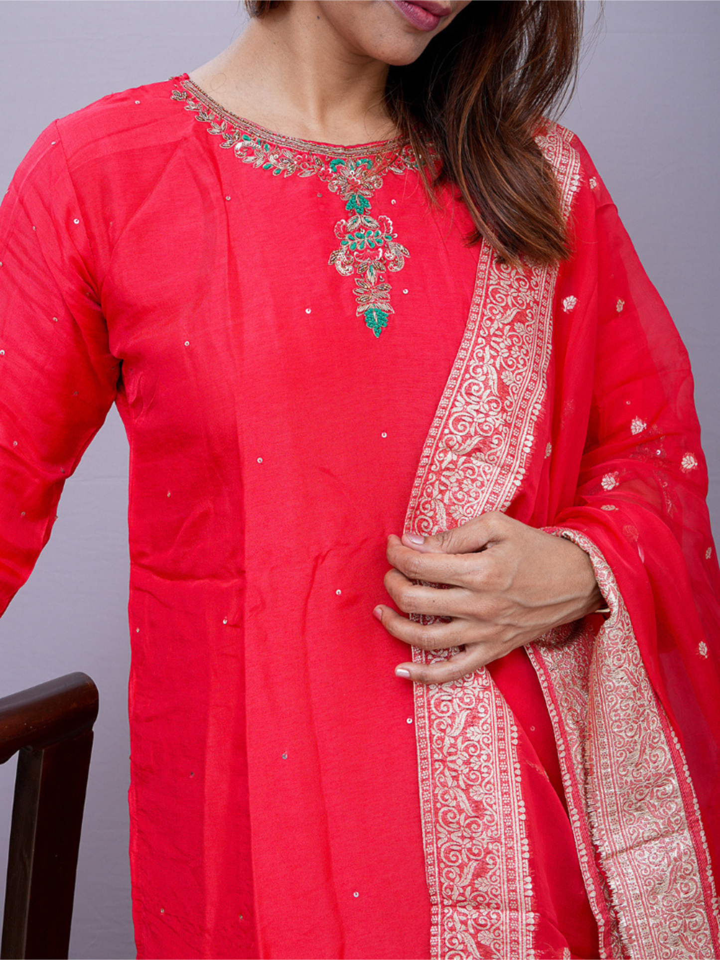 "Riham" raw silk dress
