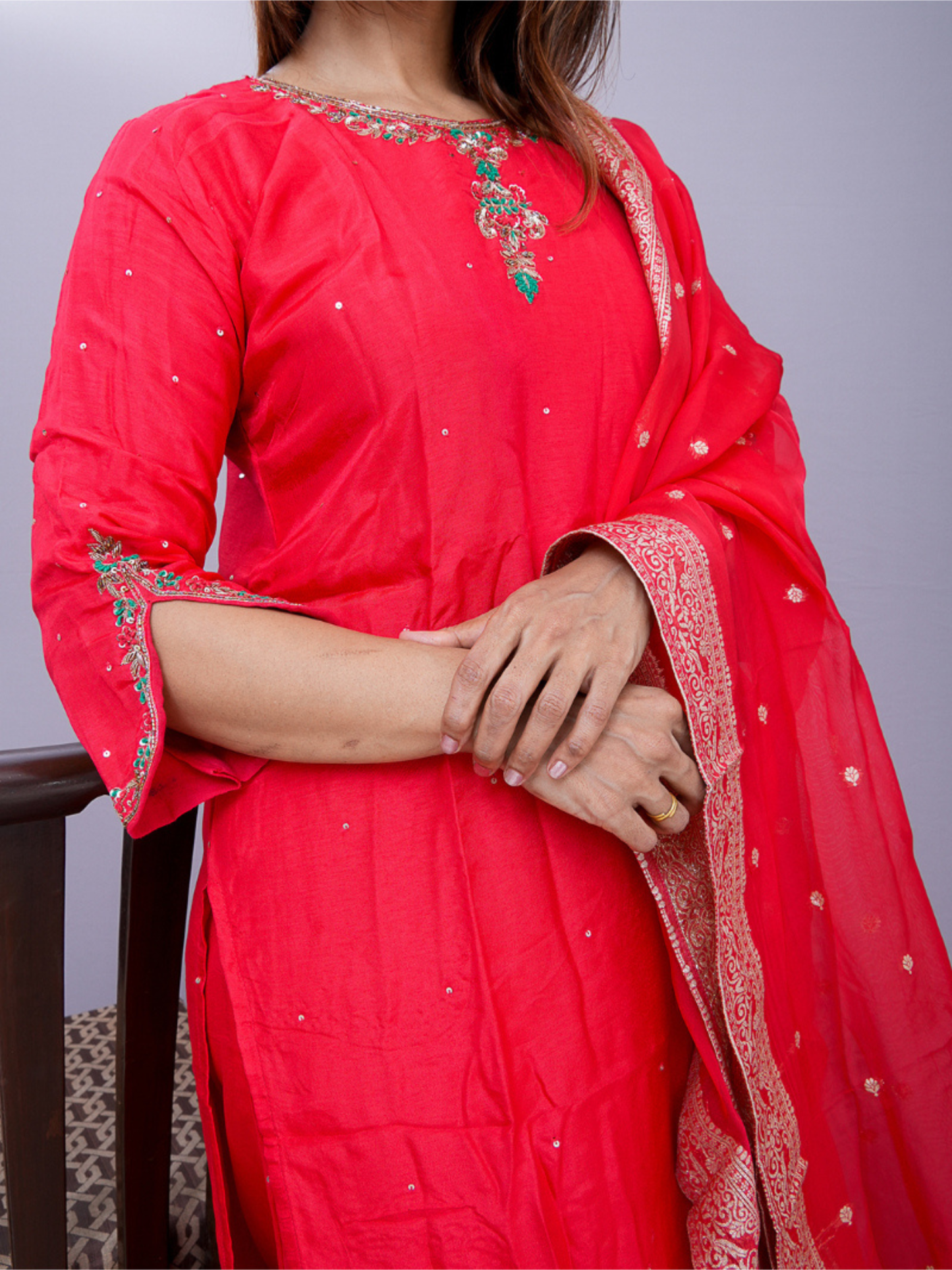 "Riham" raw silk dress