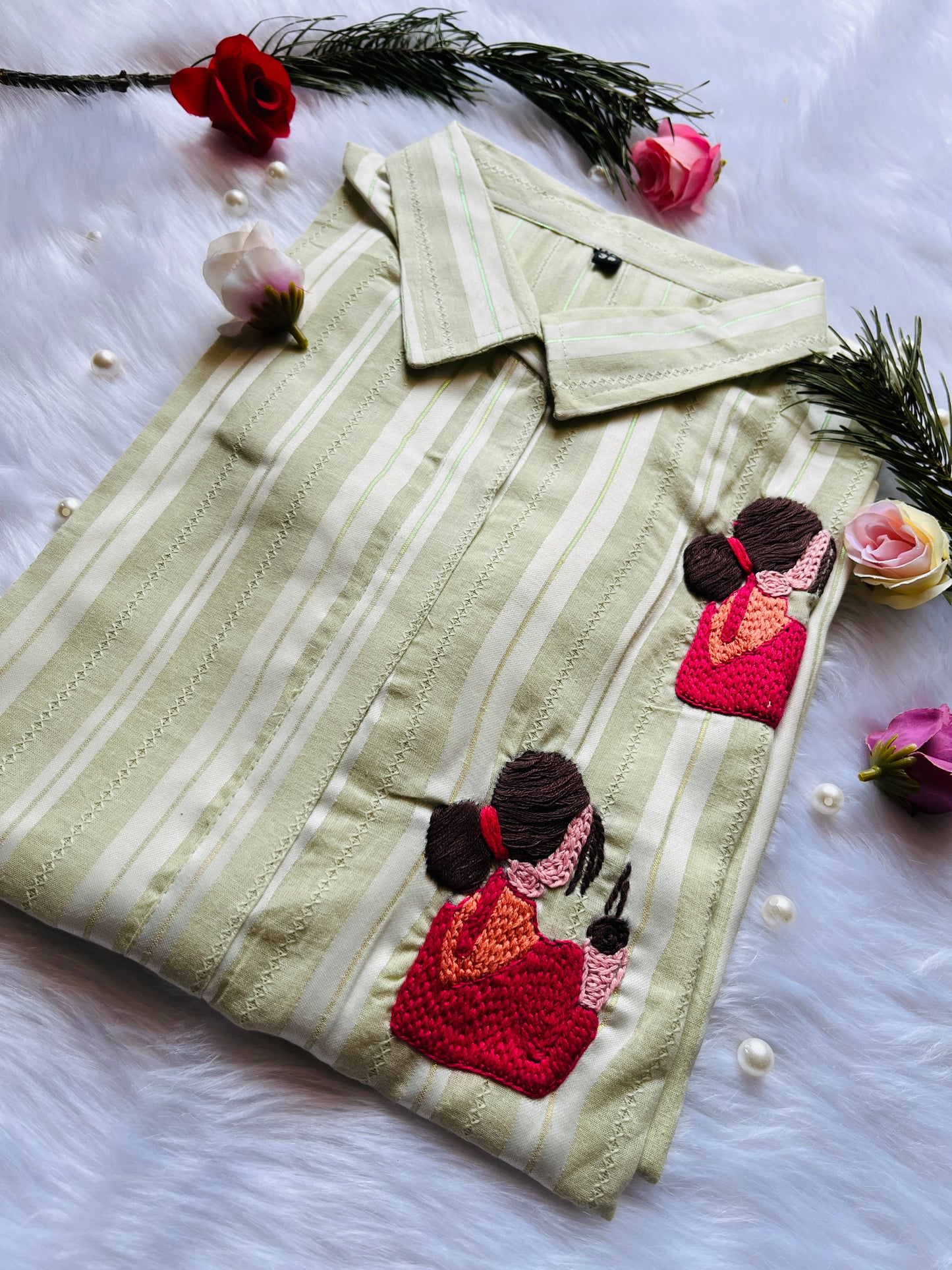 Unique girl  story telling concept comfortable straight kurti