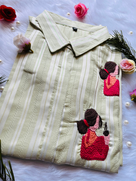 Unique girl  story telling concept comfortable straight kurti