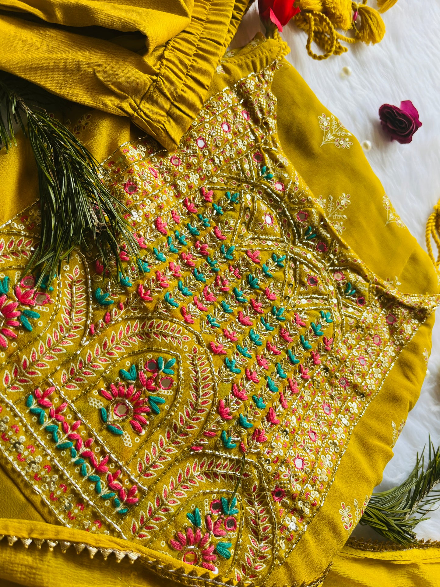 Designer Halter Neck Style Yellow suit