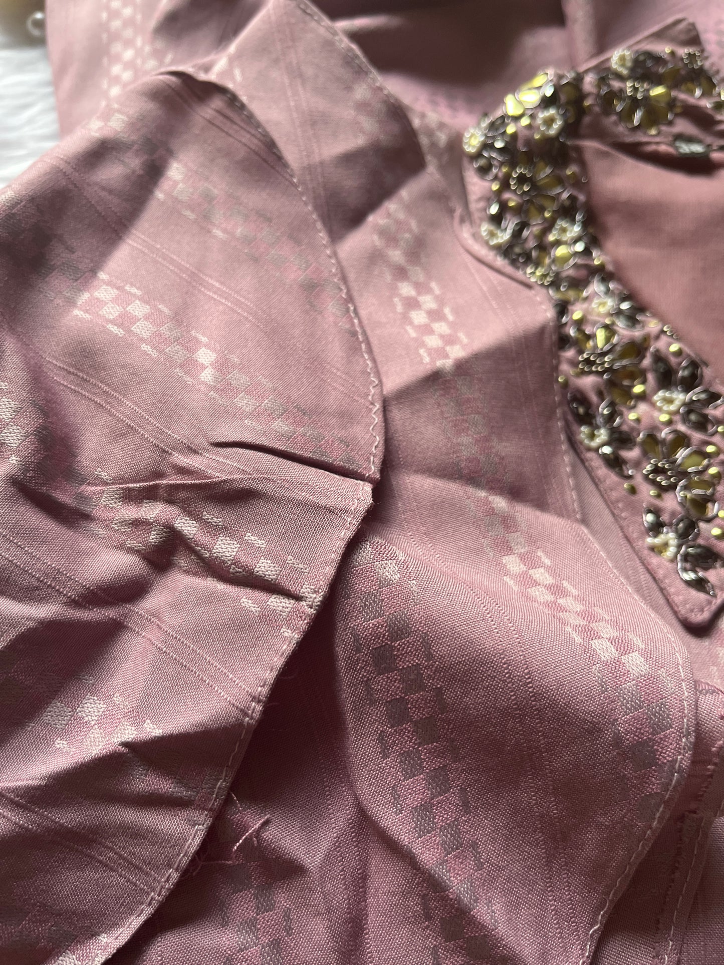 Festive /Party wear cowl style gown with handwork in Lavender colour