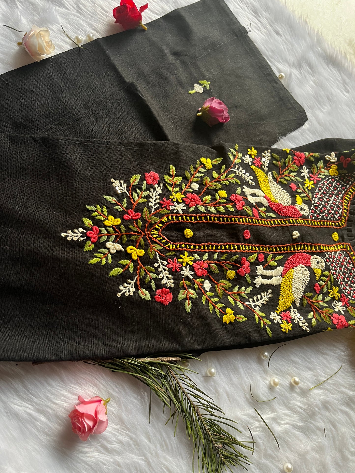 Black With Elegant Handwork Straight Kurti!