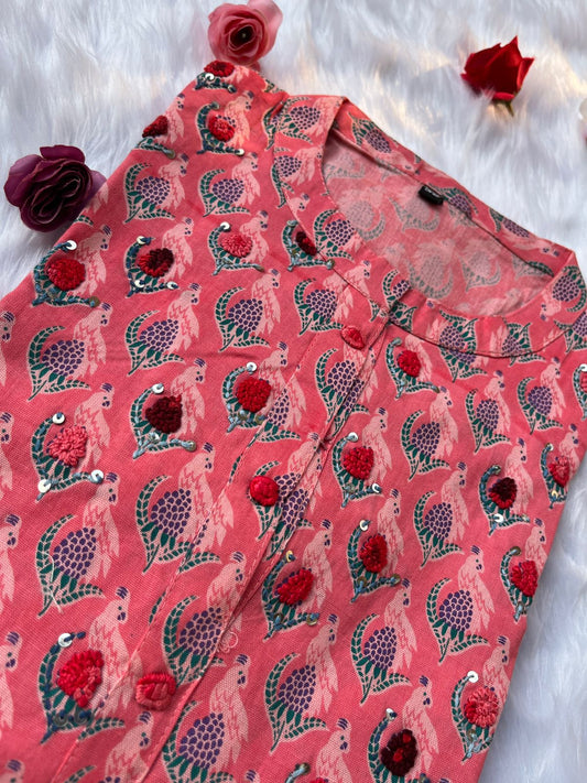 Beautiful Pink Aline Kurti